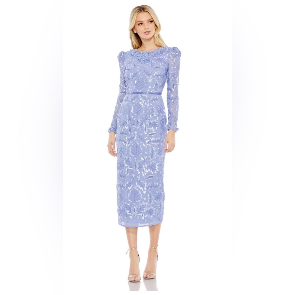NWT | Mac Duggal Long sleeve Embellished Midi Sheath dress Style #93595 | Size 4
